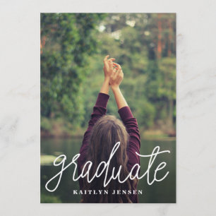 Graduate Cute Casual Typography Graduation Photo Invitation