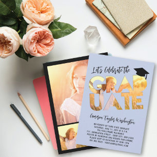 Graduate Cutout Photo Lavender Graduation Party Invitation