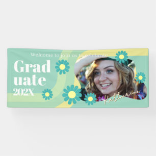 Graduate Daisy Photo Welcome Teal Banner