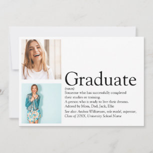 Graduate Definition 2 Photo Black And White Invitation