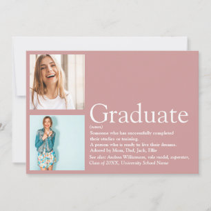 Graduate Definition 2 Photo Modern Pink Invitation