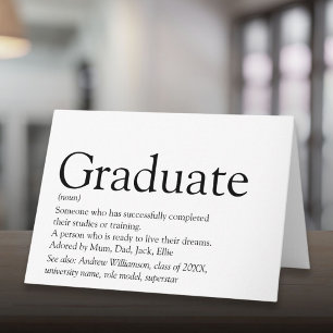 Graduate Definition Fun Modern Black And White Card