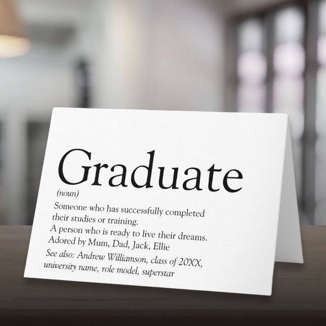 Graduate Definition Fun Modern Black And White Card (Graduate Definition Fun Modern Black And White Card)