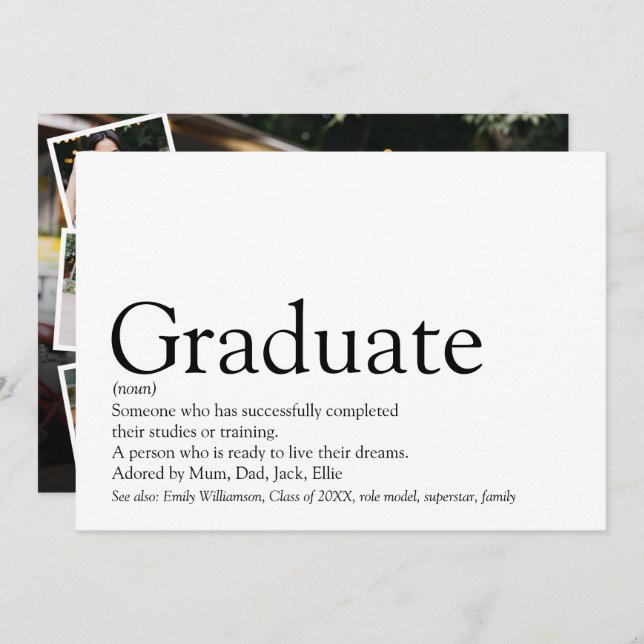 Graduate Definition Graduation Party 4 Photo Invitation (Front/Back)
