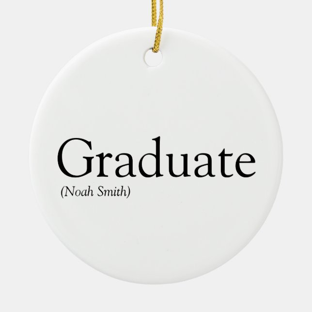 Graduate Definition Modern Black And White Ceramic Ornament (Front)