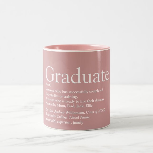 Graduate Definition Modern Dusty Rose Two-Tone Cof Two-Tone Coffee Mug (Center)