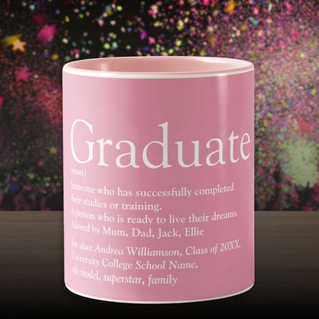 Graduate Definition Modern Fun Girly Pink Two-Tone Coffee Mug (Graduate Definition Modern Fun Girly Pink Two-Tone Coffee Mug)