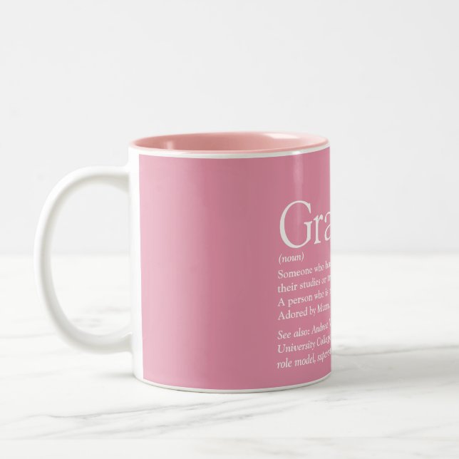 Graduate Definition Modern Fun Girly Pink Two-Tone Coffee Mug (Left)