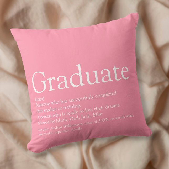 Graduate Definition Modern Girly Pink Fun Cushion (Creator Uploaded)