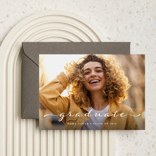 Graduate Delicate Script and Two Photos Announcement