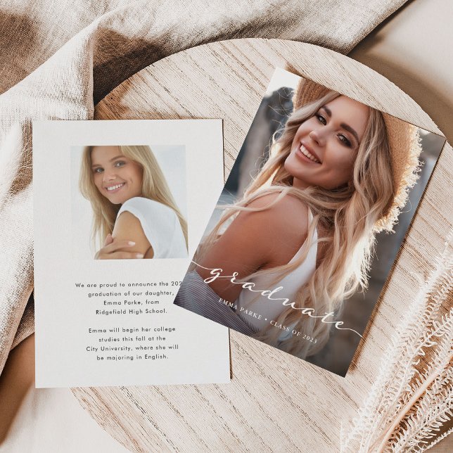 Graduate | Delicate Script and Two Photos Announcement (Creator Uploaded)