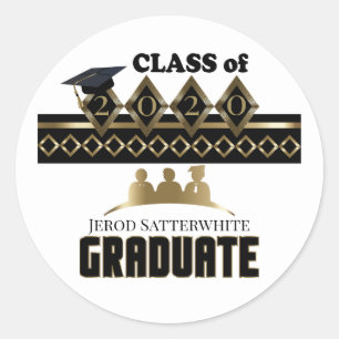 Graduate - DIY Year and Name - White Classic Round Sticker