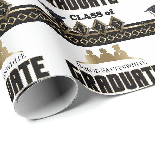 Graduate - DIY Year and Name - White Wrapping Paper (Roll Corner)