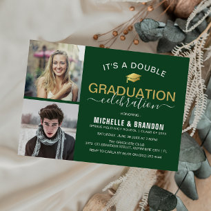 Graduate Double Celebration Graduation Party Photo Invitation