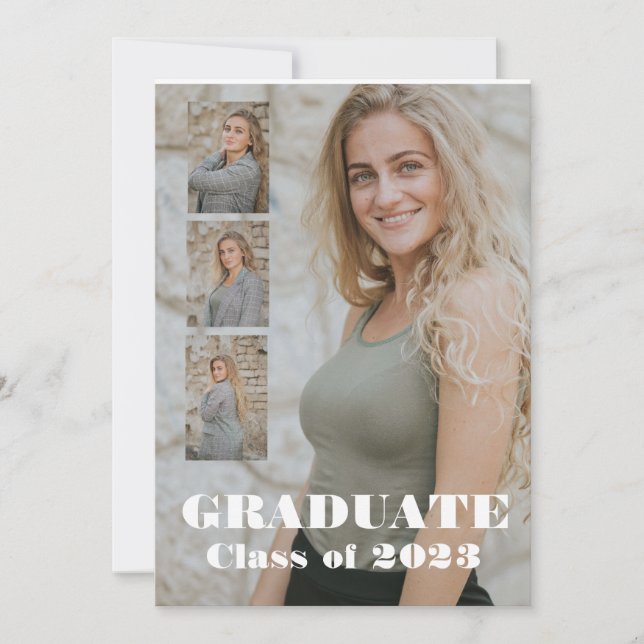 Graduate double sided modern photo  invitation (Front)