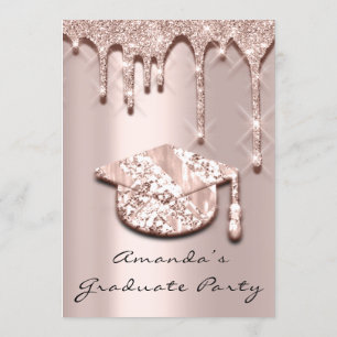Graduate Drips Rose Powder Cap3D Effect Glam Invitation