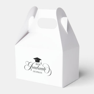Graduate Elegant Black Script Typography Favour Box