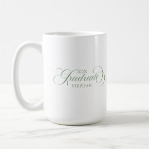 Graduate Elegant Sage Green Script Typography Coffee Mug