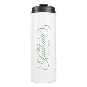 Graduate Elegant Sage-Green Script Typography Thermal Tumbler