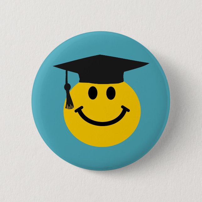 Graduate face 6 cm round badge (Front)