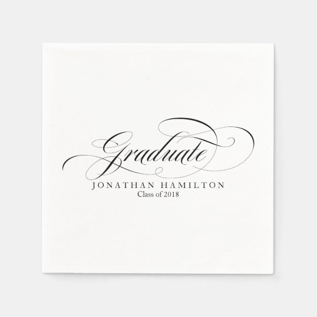 Graduate Fancy Calligraphy Graduation Napkin (Front)