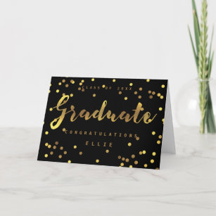 Graduate Faux Gold Foil Confetti Black Card