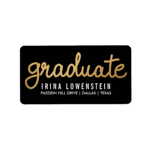 Graduate Faux Gold Foil Typography Black Label
