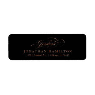 Graduate Foil Copper Elegant Script Graduation Return Address Label