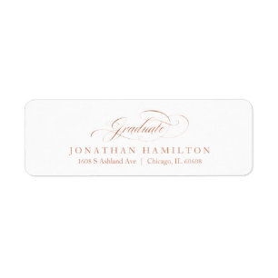 Graduate Foil Rose Gold Elegant Script Graduation Return Address Label