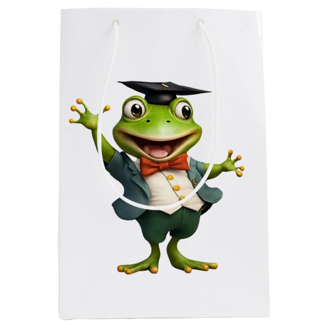 graduate,frog, graduation, AI generated T-Shirt Medium Gift Bag (Front)