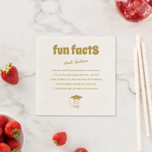Graduate Fun Facts Class of Chic Gold Script Napkin