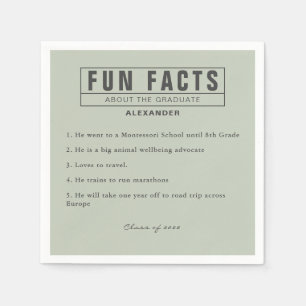 Graduate Fun Facts Eucalyptus Green Paper Napkin