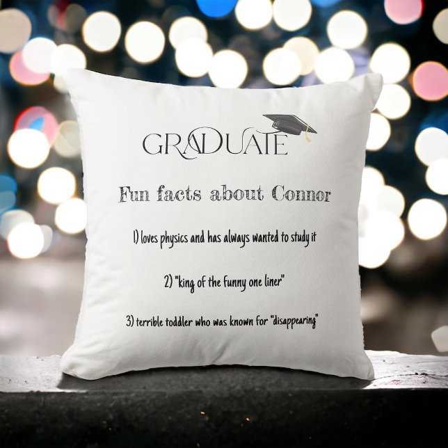 Graduate Fun Facts Graduation Cap  Cushion (Creator Uploaded)