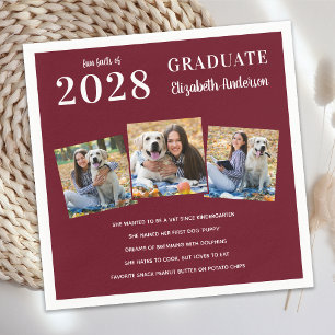 Graduate Fun Facts Photo Collage Napkins