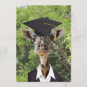 Graduate Giraffe Gold Tassel Invitation