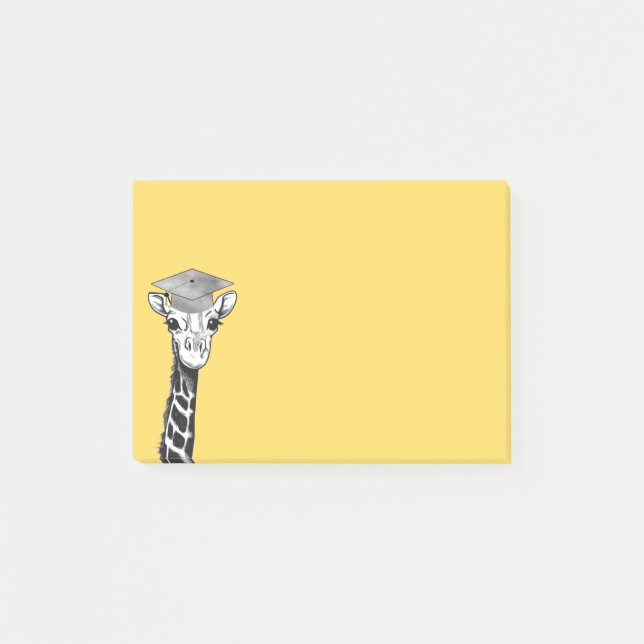 Graduate Giraffe Over Yellow Post-it Notes (Front)