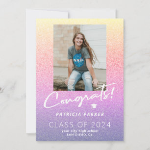 Graduate girly modern high school photo graduation announcement