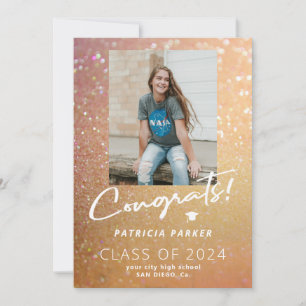 Graduate girly modern high school photo graduation announcement