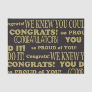Graduate Gold and Black Congratulations Tissue Paper