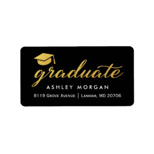 Graduate Gold Calligraphy Script Graduation Label