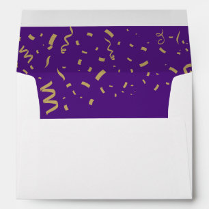Graduate Gold Foil Confetti Elegant Purple Lined Envelope