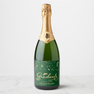 Graduate Gold Foil Graduation Party Green Sparkling Wine Label