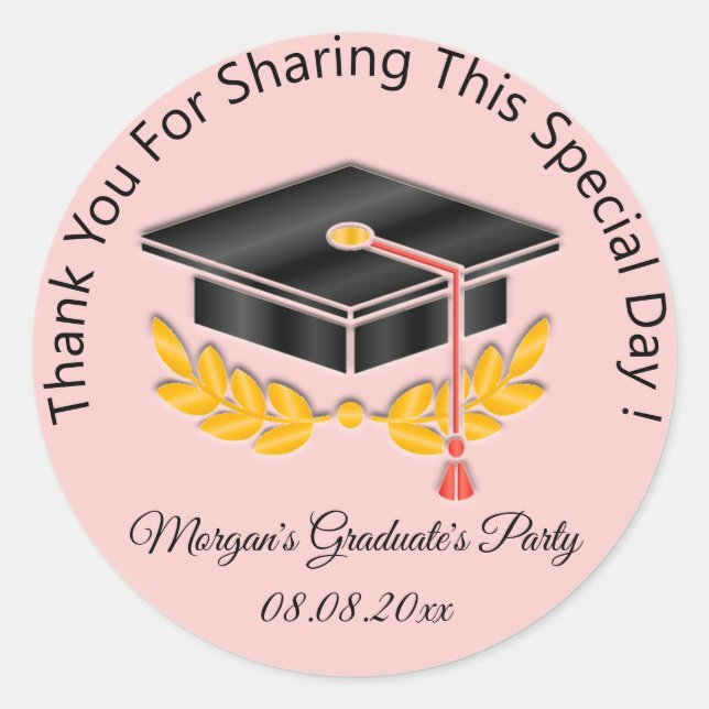 Graduate Gold Grey Student Black Cup Favour Rose Classic Round Sticker (Front)