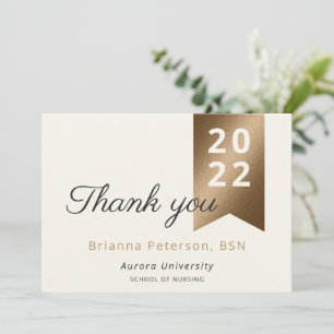 Graduate Gold Ivory Faux Foil Flat Thank You Card