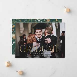 Graduate gold photo watercolor botanical floral an announcement