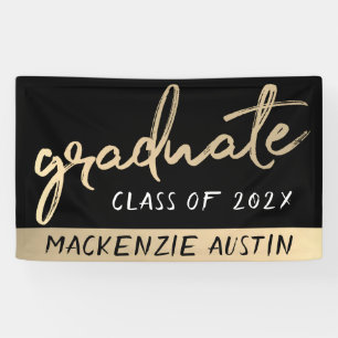 Graduate Gold Script   Classy Brush with Year Banner