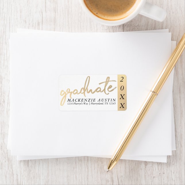 Graduate Gold Script | Classy Brush with Year Label (Insitu)