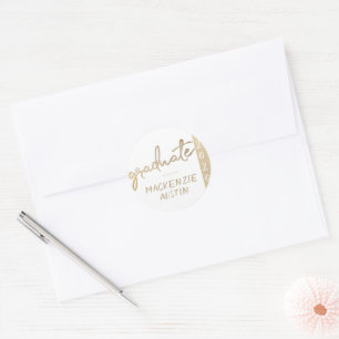 Graduate Gold Script Elegant Hand-Lettered Brush Classic Round Sticker