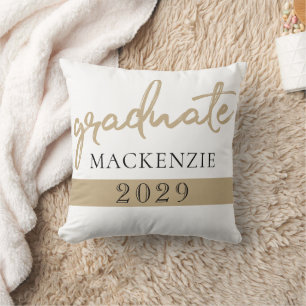 Graduate Gold Script Elegant Hand-Lettered Brush Cushion