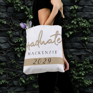 Graduate Gold Script Elegant Hand-Lettered Brush Tote Bag